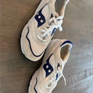 Saucany White and Blue Sneakers